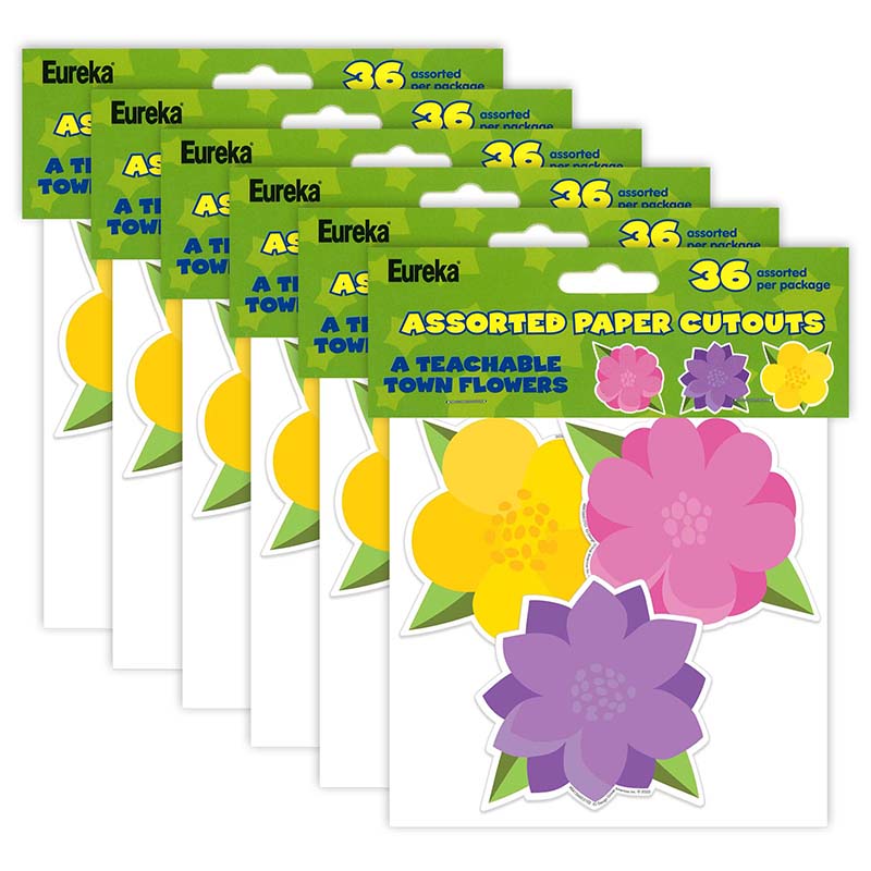 A Teachable Town Flowers Paper Cut-Outs, 36 Per Pack, 6 Packs