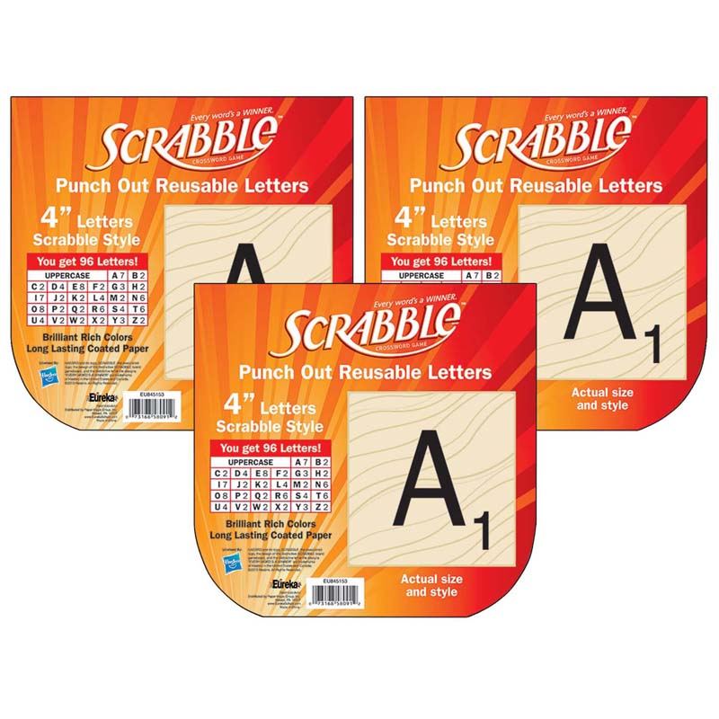 Scrabble Deco 4" Letters, 96 Per Pack, 3 Packs