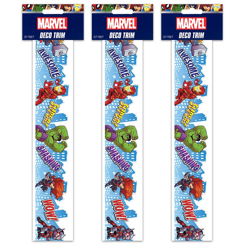 Marvel Super Hero Adventure City Scape Deco Trim Extra Wide Die Cut, 37 Feet Per Pack, 3 Packs