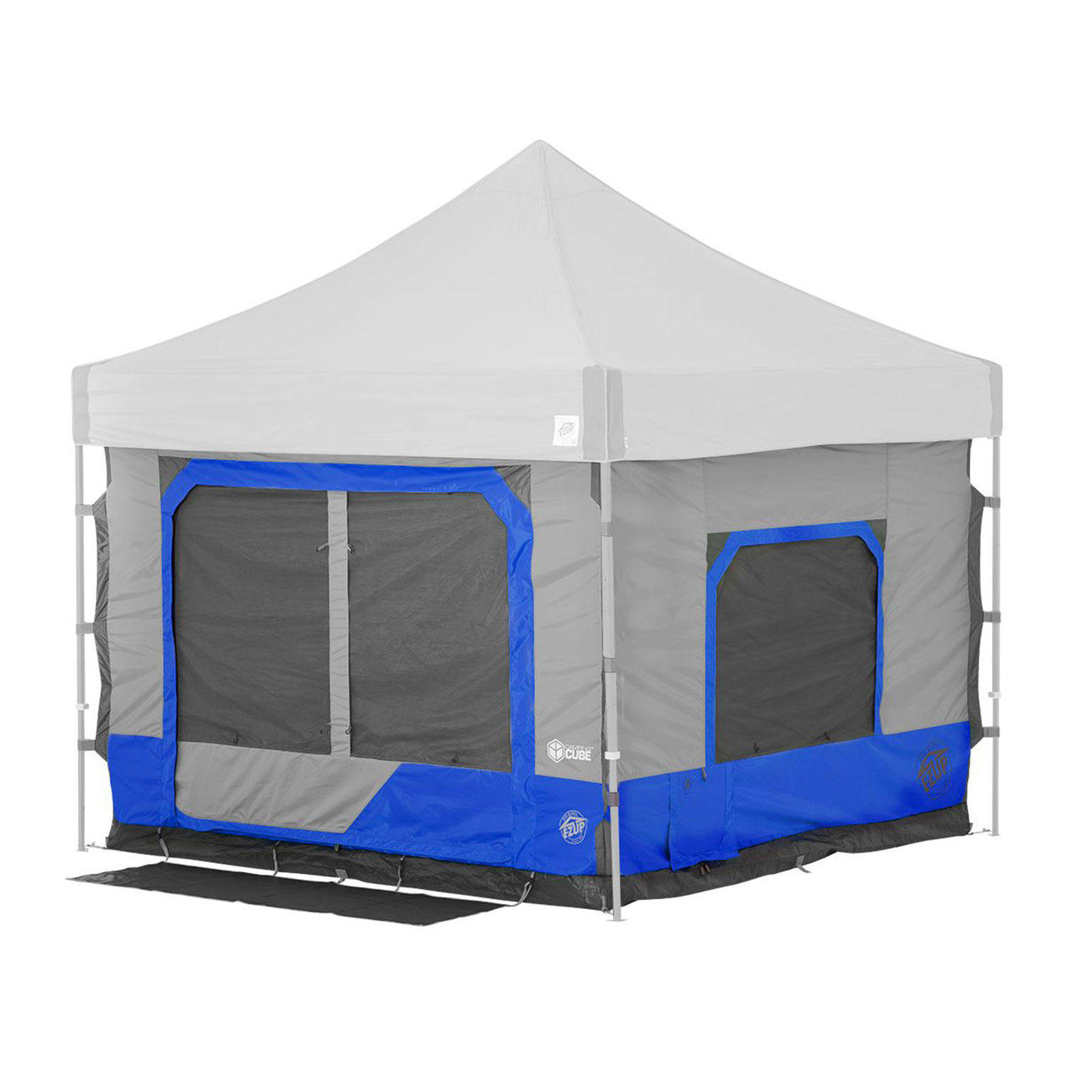 EZ UP CAMPING CUBE 6.4 CONVERTS 10FT STRAIGHT LEG CANOPY INTO CAMPING TENT ROYAL BLUE