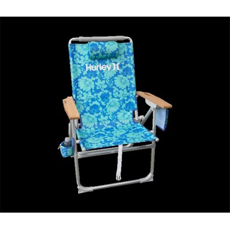 HURLEY HIBOY WOOD ARM BEACH CHAIR KNOCKOUT FLORAL UNITY BLUE