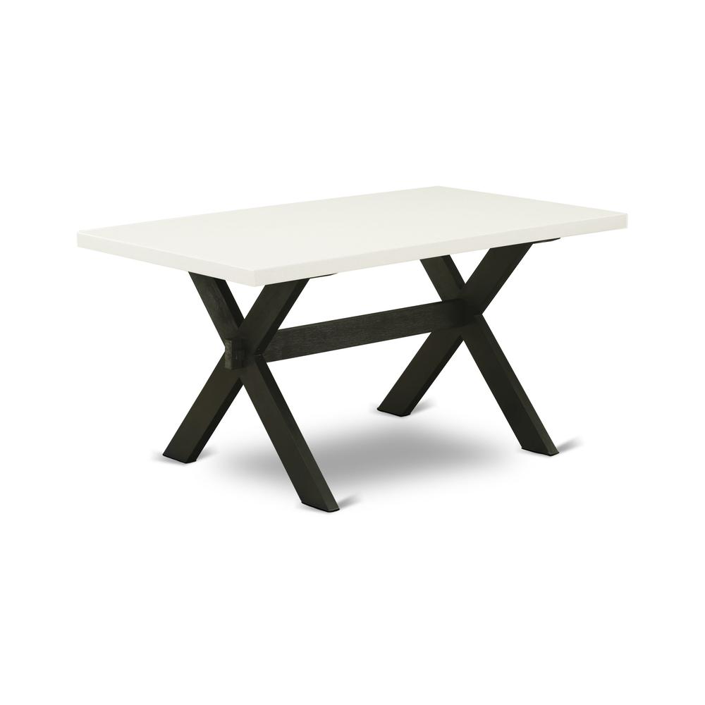 Dining Table Wire brushed Black & Linen White, XT626