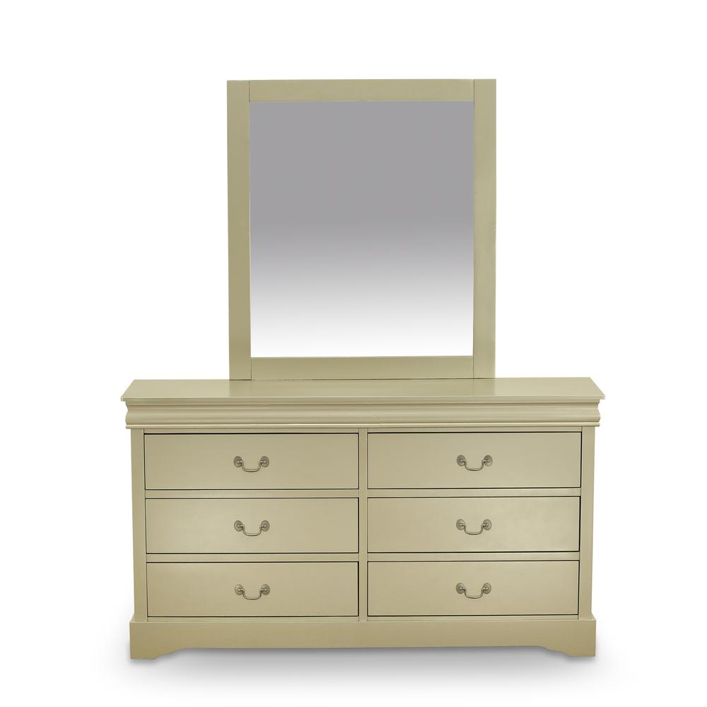 East West Furniture Louis Philippe Dresser and Mirror in Phillip Walnut Finish
