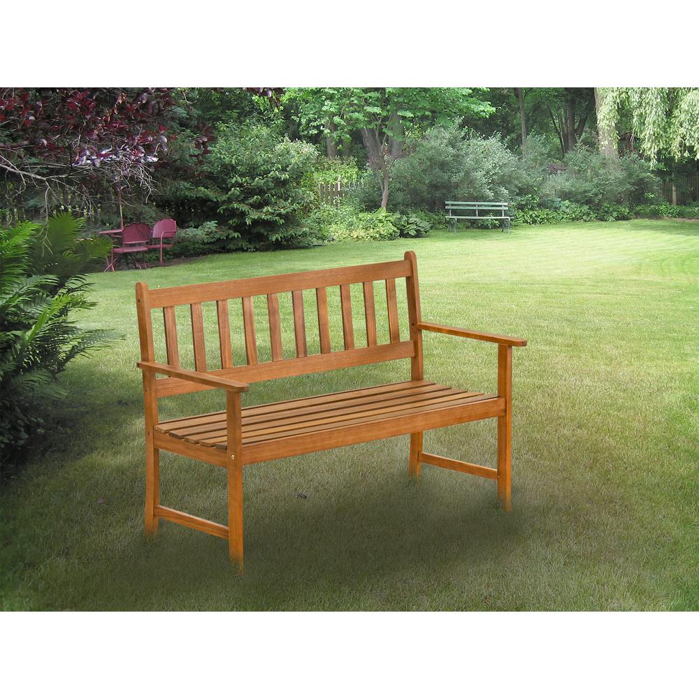 East West Furniture Belmont Bench without Cushion made of Acacia wood in Natural Oil finish