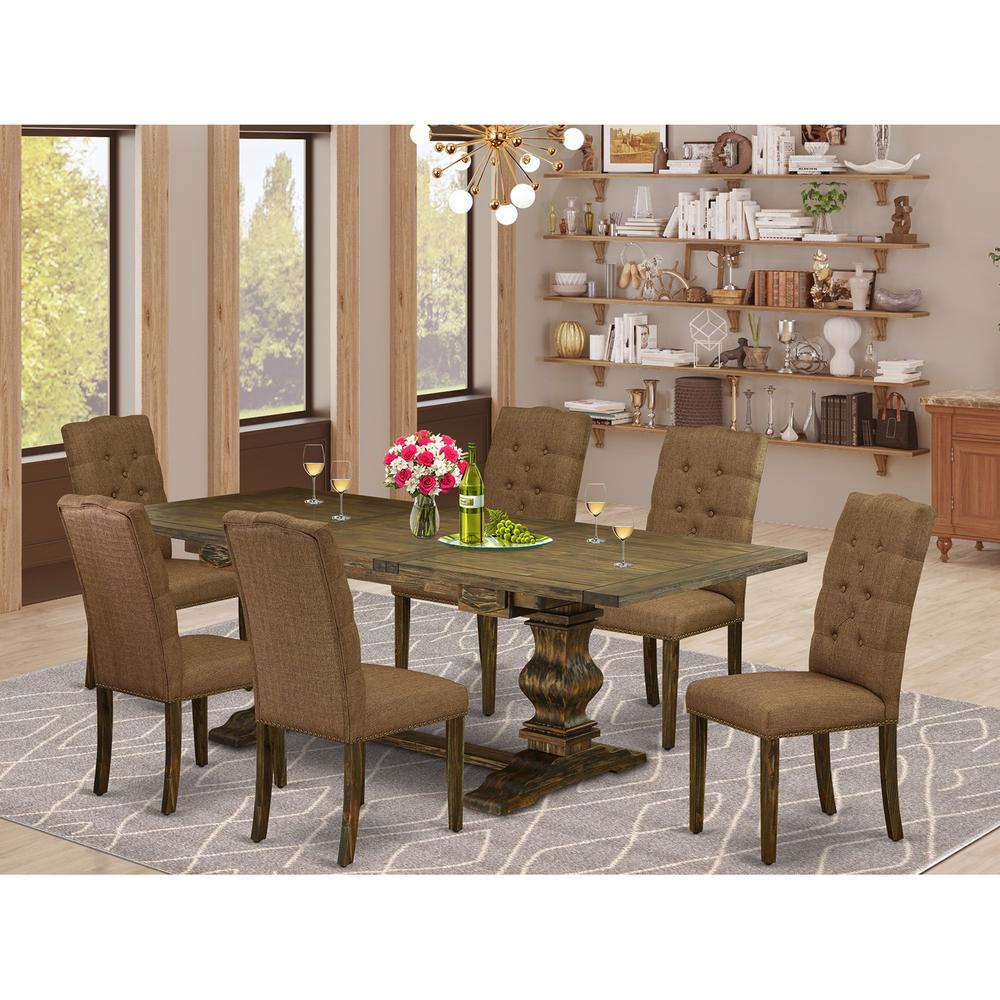 Table Top- Table Pedestal Parson Chairs, LAEL7-77-18
