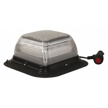 LED BEACON SQUARE POLY BASE LOW PROFILE 12-24VDC 8 FLASH PATTERNS CLEAR