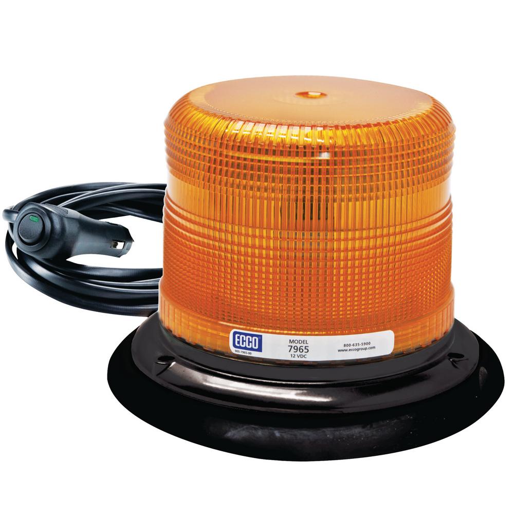 SAE CLASS 1 LED AMBER BEACON LOW PROFILE ALUMINUM BASE PULSE8 FLASH PATTERN W/VACUUM-MAGNET MOUNT