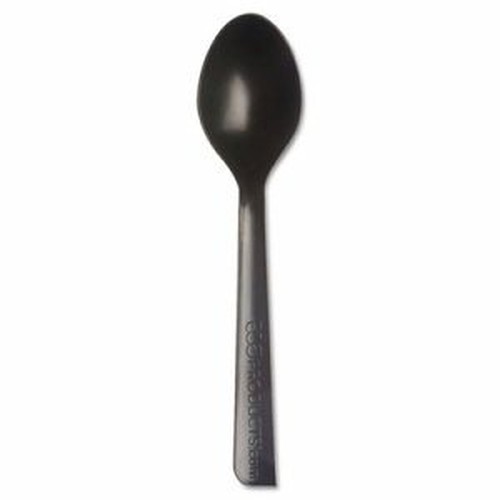 Eco-Products 6" Recycled Polystyrene Spoons - 20/Carton - Polystyrene - Black