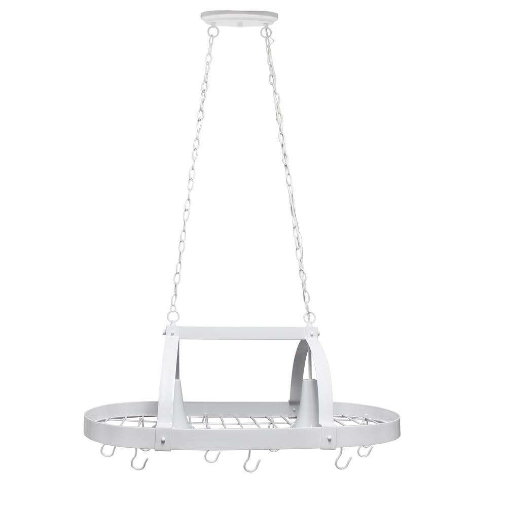 Elegant Designs White 2 Light Kitchen Pot Rack with Downlights