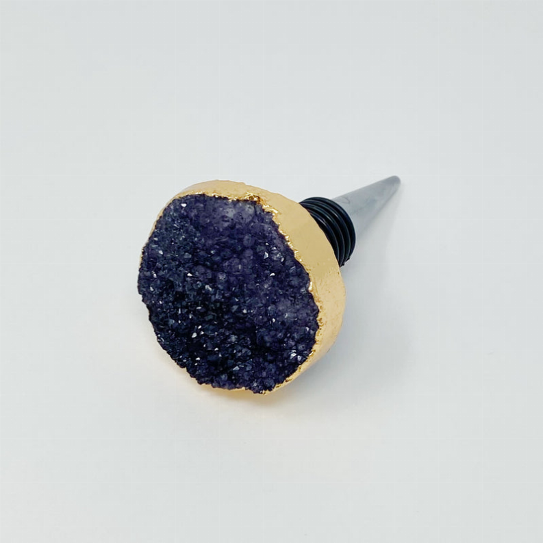 Crystal Mine Natural Stone Wine Stopper - Raw Black