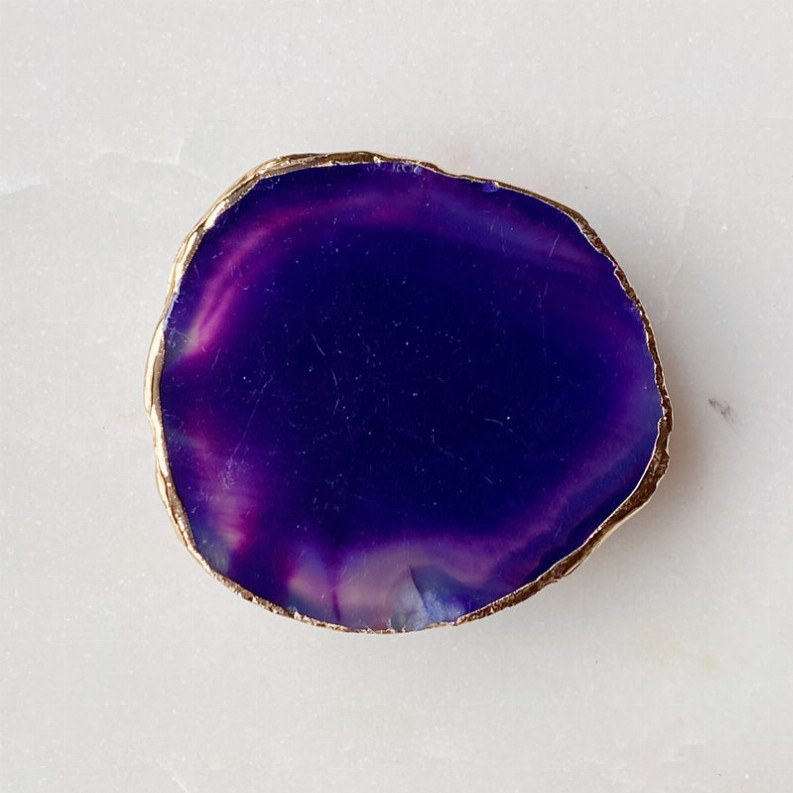 Golden Edge Natural Stone Phone Grip - Purple Agate