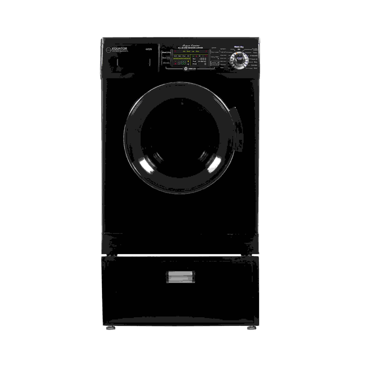 Equator Compact 13 lbs Combination Washer DryerVented/Ventless Dry + Laundry Pedestal with Drawer