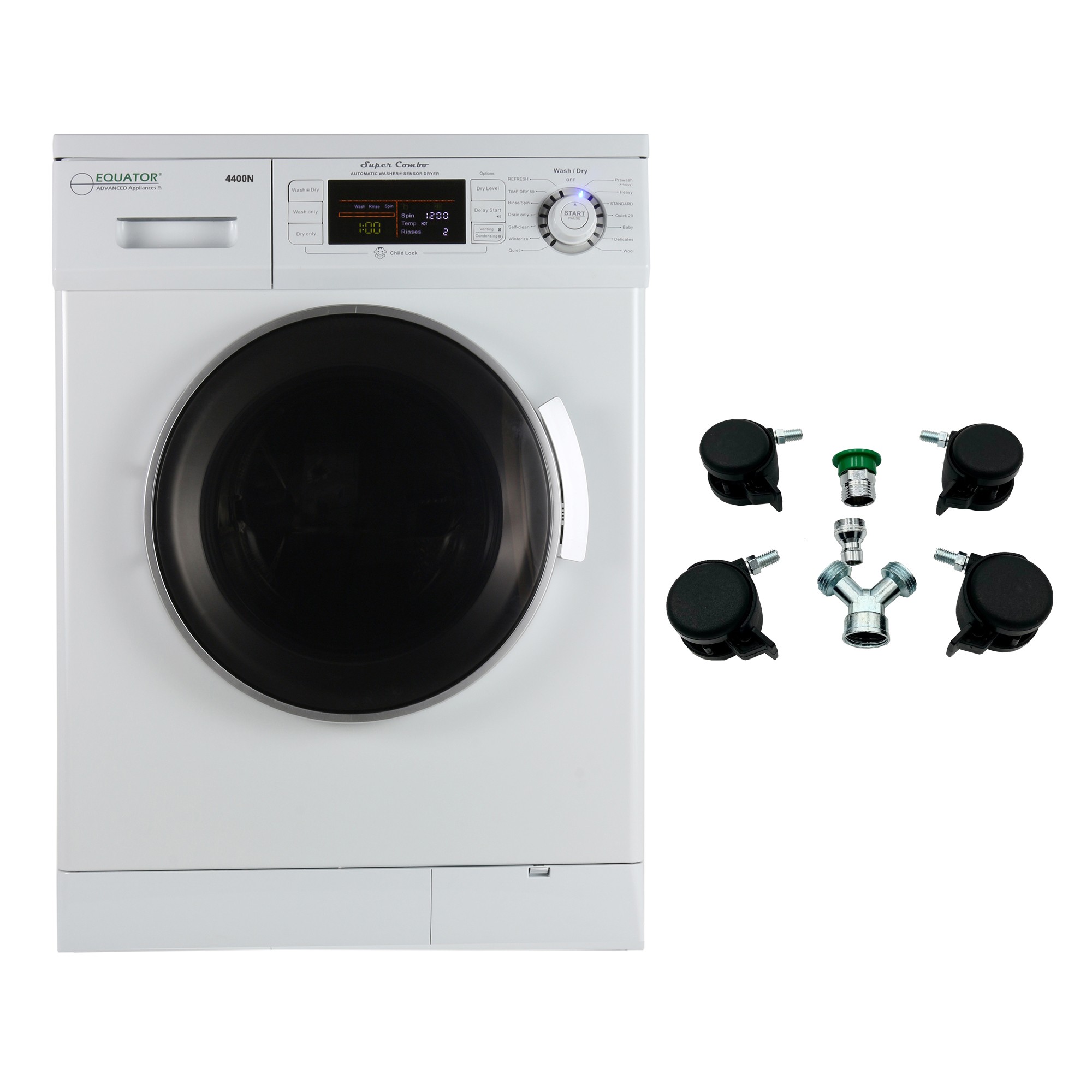 Equator ProCompact 110V Vented/Ventless (White)13lbs Combo Washer Dryer(White)+Portability Kit