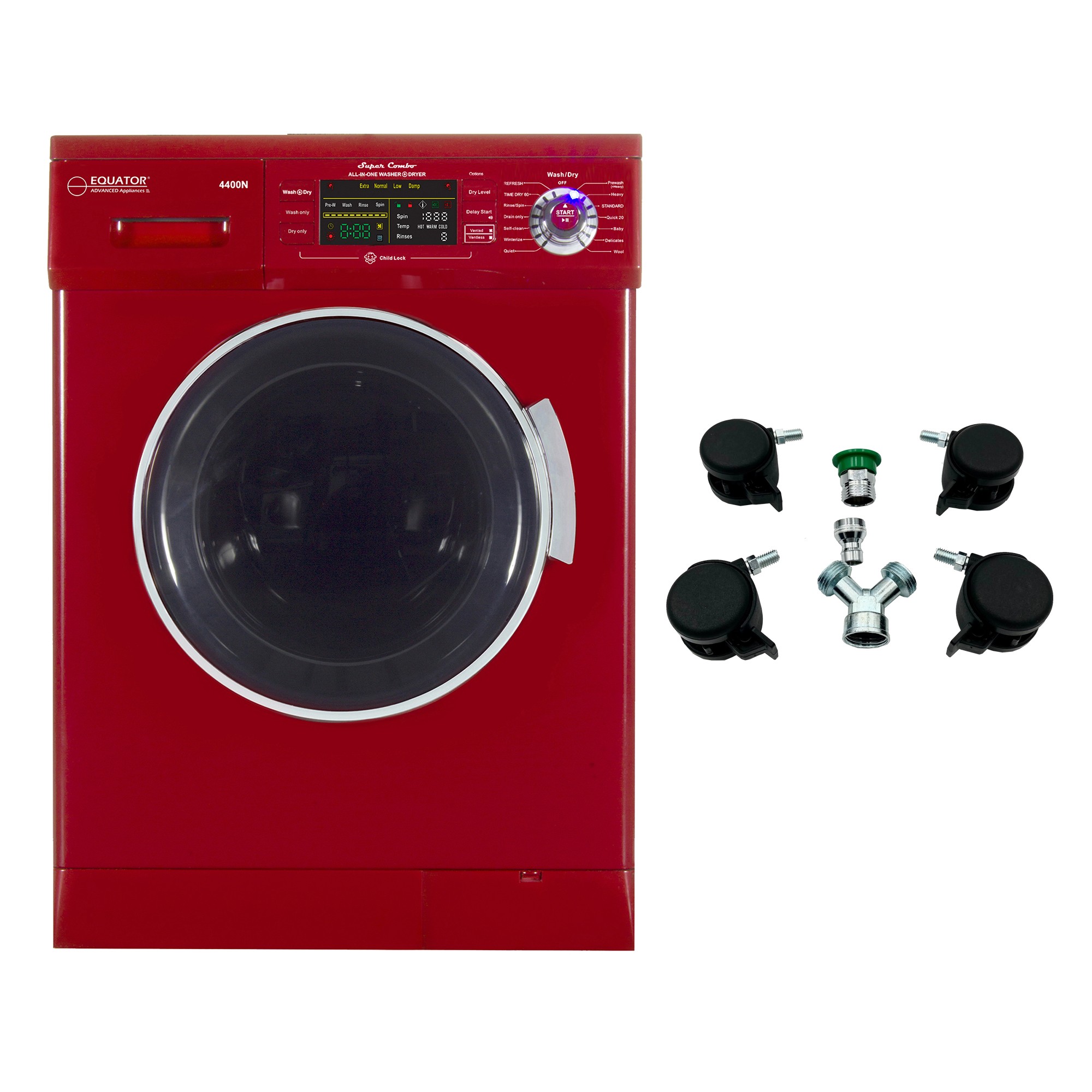Equator ProCompact 110V Vented/Ventless 13lbs Combo Washer Dryer(Merlot)+Portability Kit