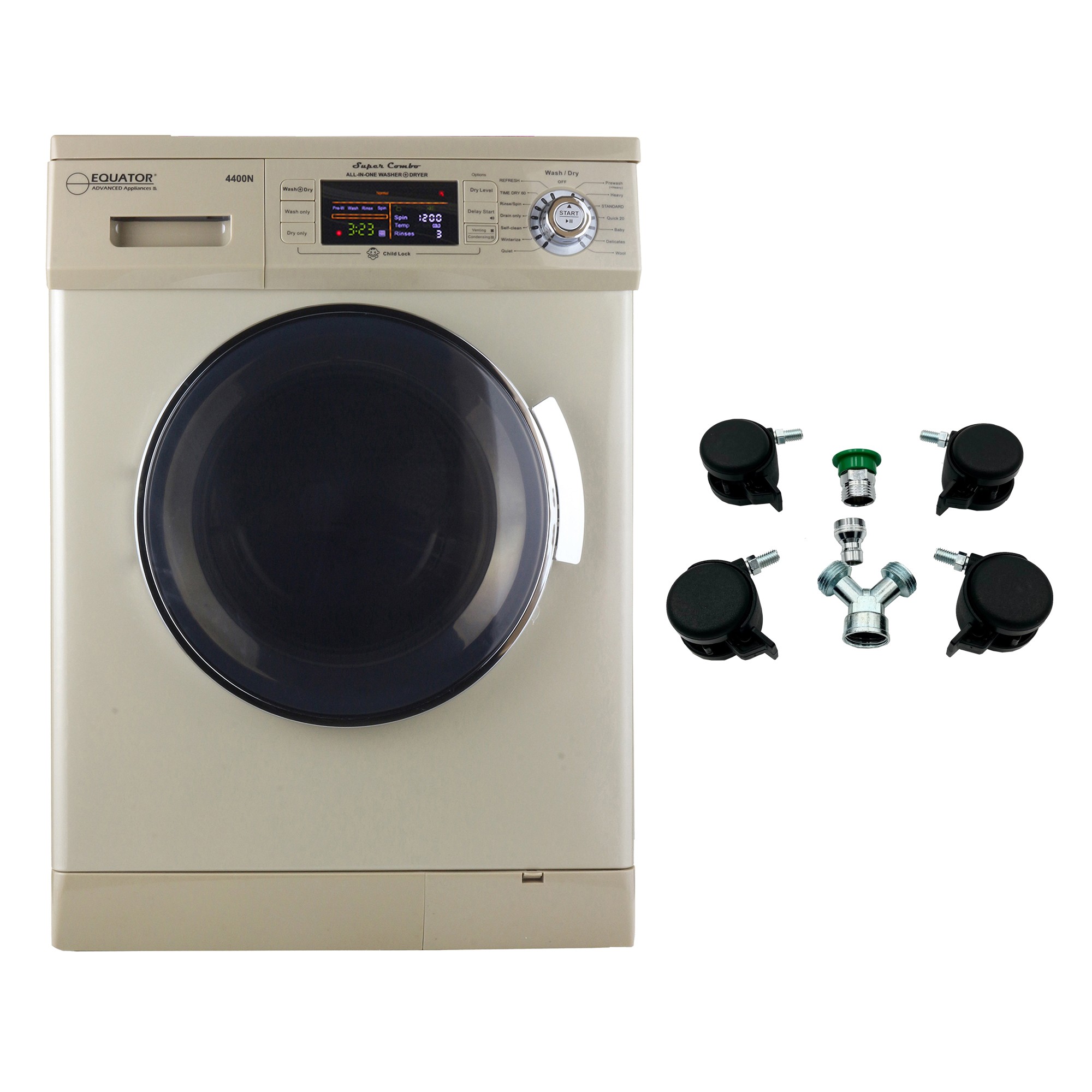 Equator ProCompact 110V Vented/Ventless 13lbs Combo Washer Dryer(Gold)+Portability Kit