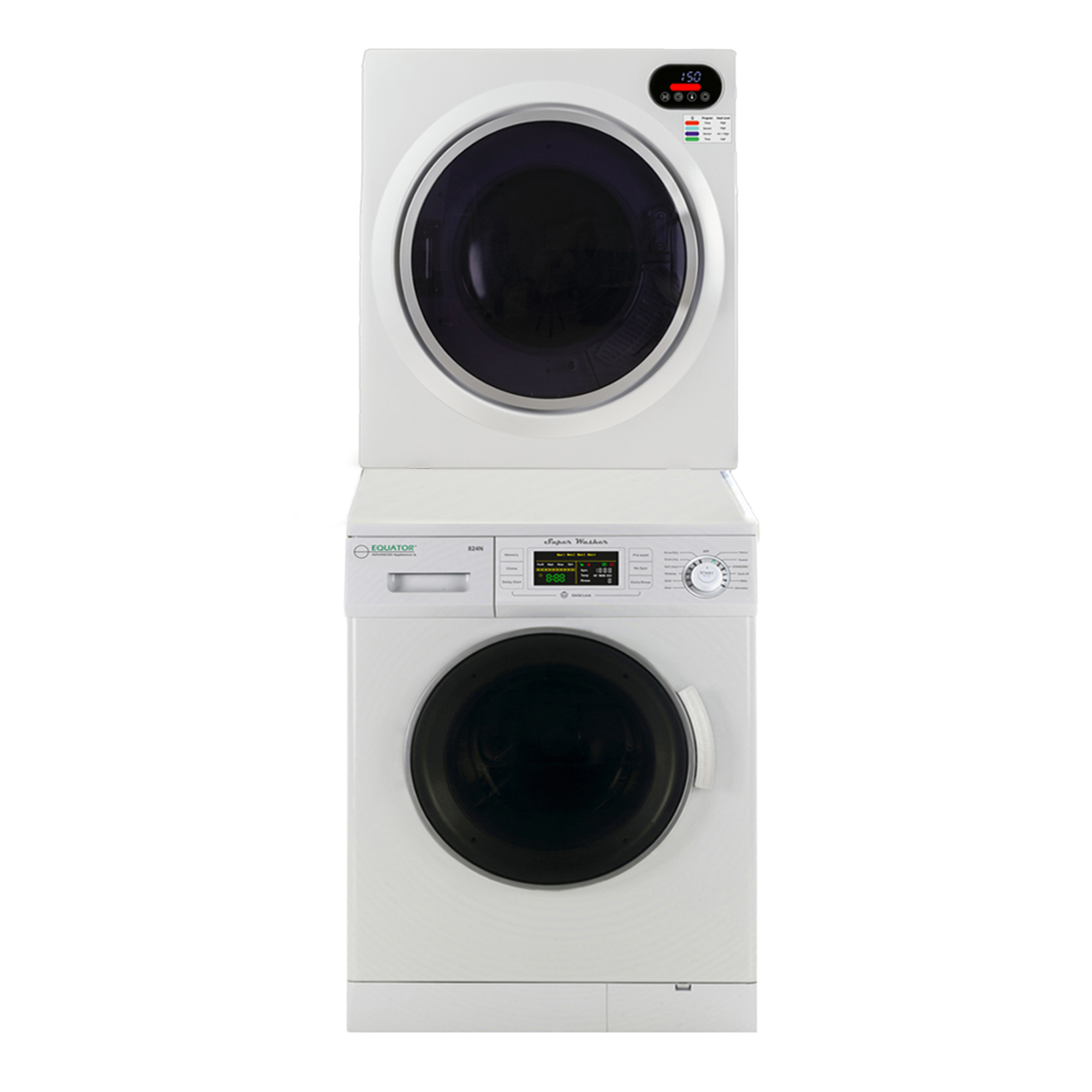 Equator 13lbs White Compact Washer 2.6 Cu.ft White Compact Dryer - Stackable Set				