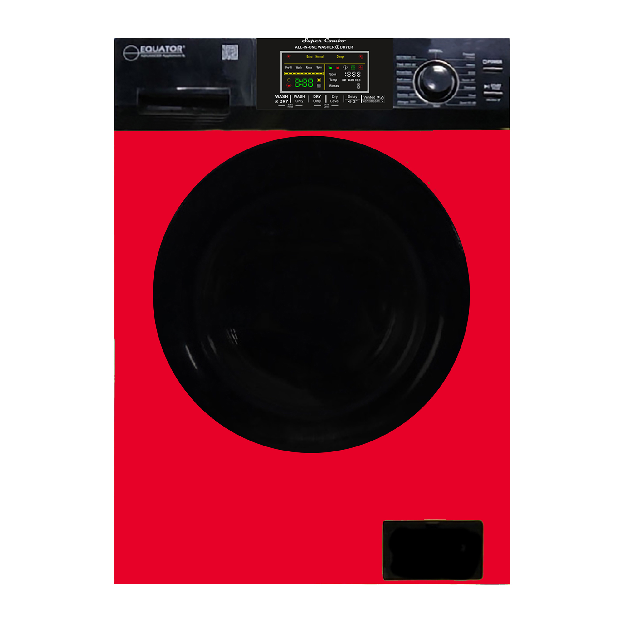 Equator Digital Compact 110V Vented/Ventless 18 lbs Combo Washer Dryer 1400 RPM (Red/Black)