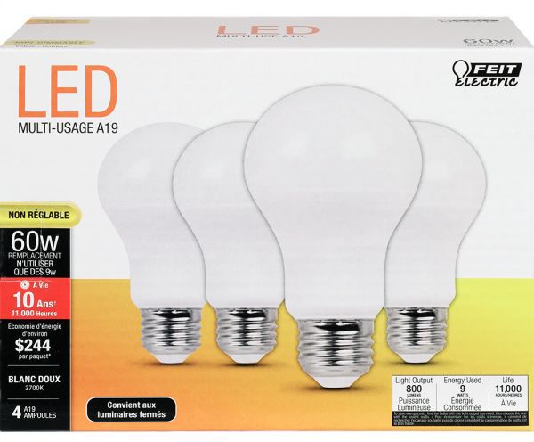 A800/827/10KLED/4 A19 LED Bulb