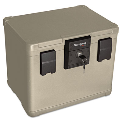 Fire and Waterproof Chest, 0.60 ft3, 16w x 12-1/2d x 13h, Taupe
