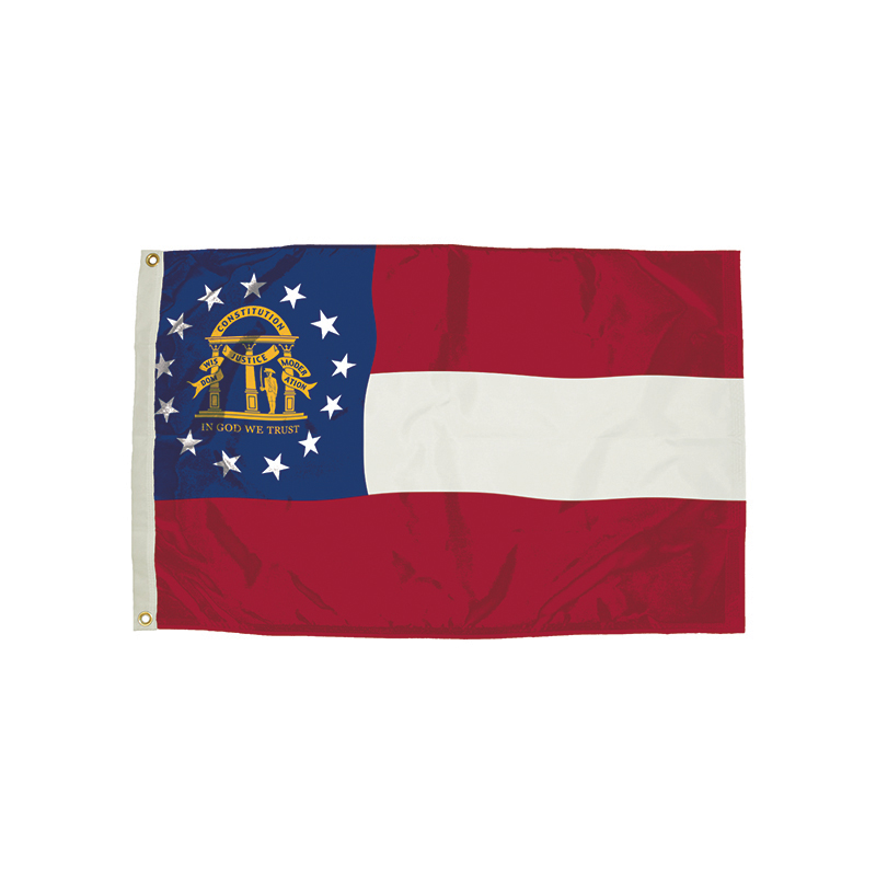 Durawavez Nylon Outdoor Flag with Heading & Grommets, Georgia, 3ft x 5ft