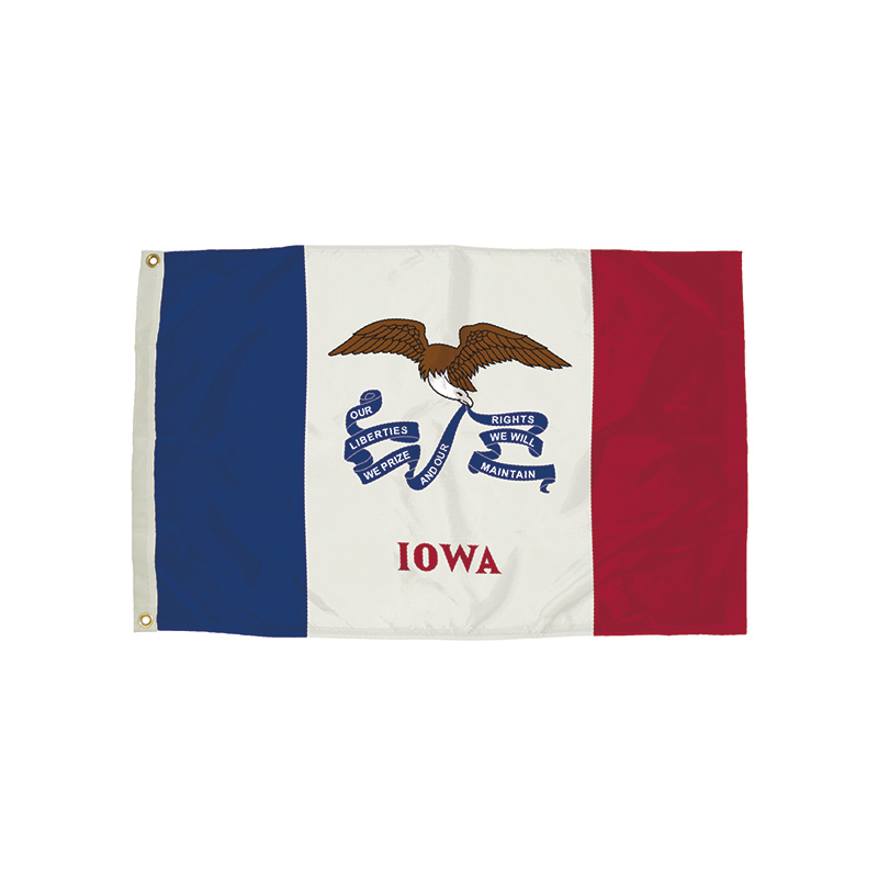 Durawavez Nylon Outdoor Flag with Heading & Grommets, Iowa, 3ft x 5ft