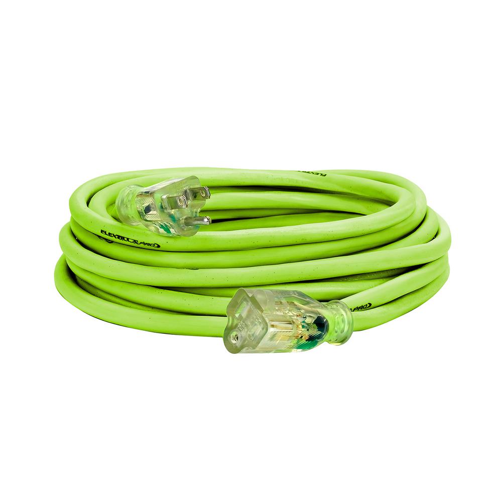 Flexzilla Pro Extension Cord 14/3 AWG SJTW 25' Outdoor Lighted Plug ZillaGreen