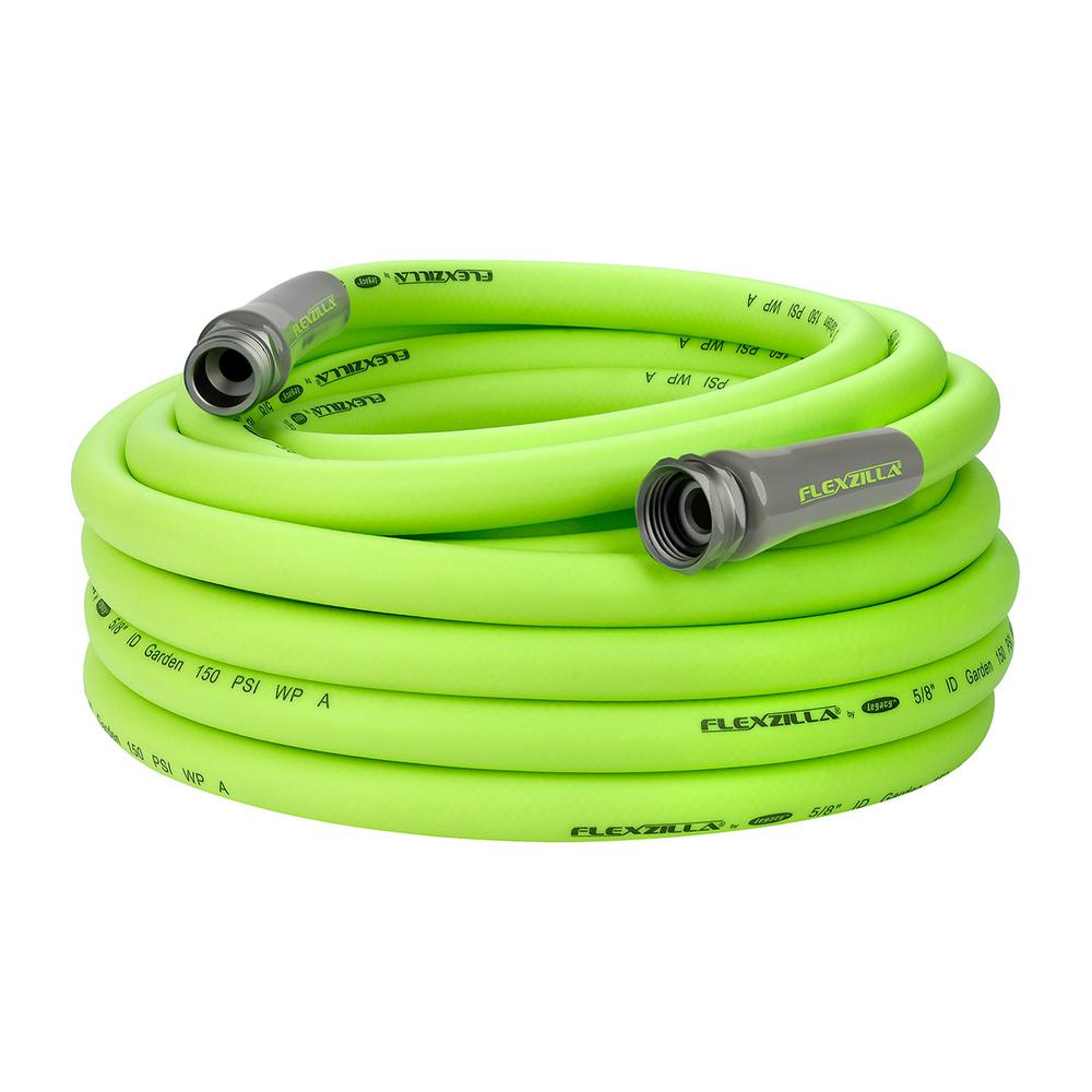 Flexzilla Garden Hose 5/8" x 50' 3/4" - 11 1/2 GHT Fittings ZillaGreen