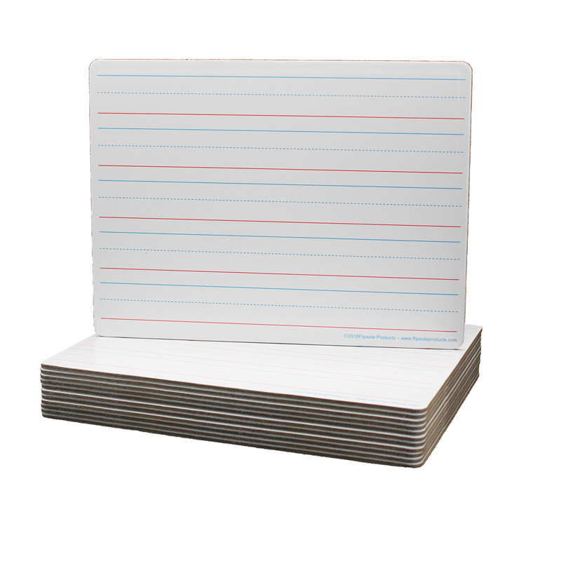 Two-Sided (Red & Blue Ruled/Blank) Dry Erase Board, 9" x 12", Pack of 12
