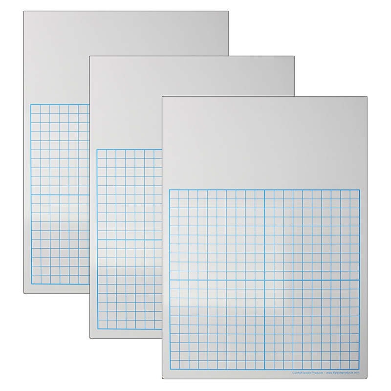 1/2" Graph Dry Erase Board, 11" x 16" Single, Pack of 3