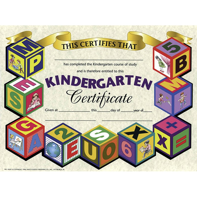 Kindergarten Certificate, 8.5" x 11", Pack of 30