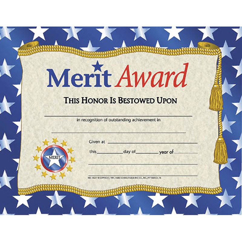 Merit Award Certificate, 8.5" x 11", Pack of 30
