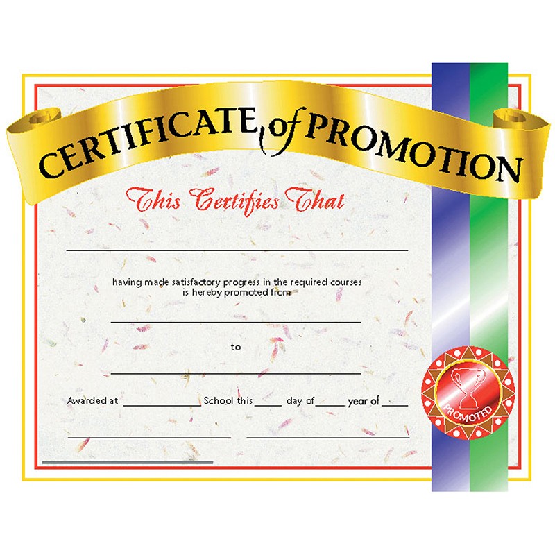 Certificate of Promotion, 8.5" x 11", 30 Per Pack, 3 Packs