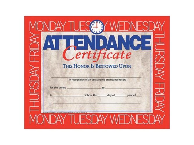 Attendance Certificate, 8.5" x 11", 30 Per Pack, 3 Packs