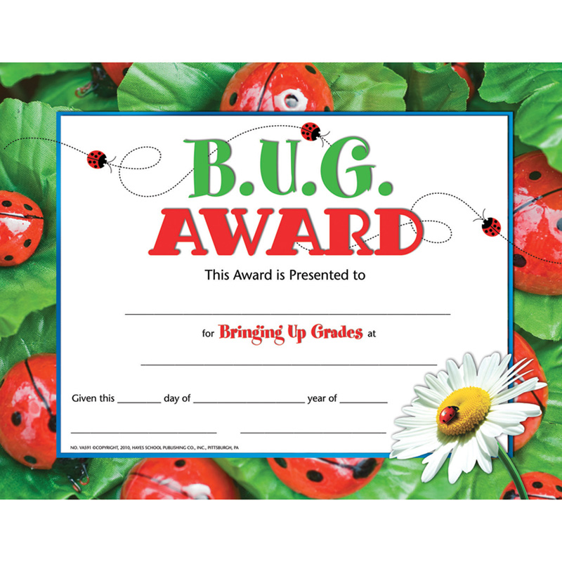 B.U.G. Award Certificate, Pack of 30, 8.5" x 11"