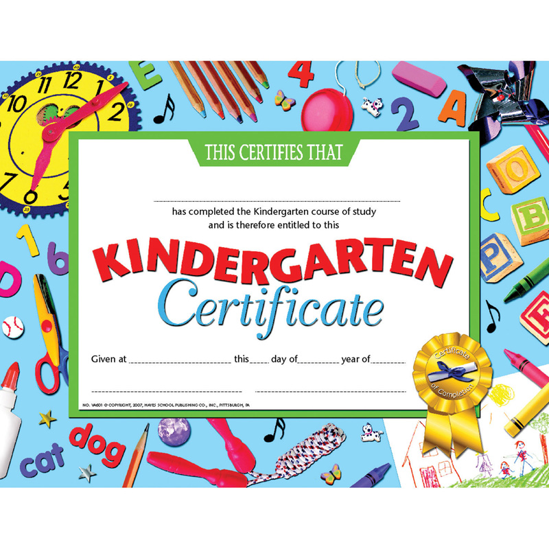 Kindergarten Certificate, 8.5" x 11", Pack of 30