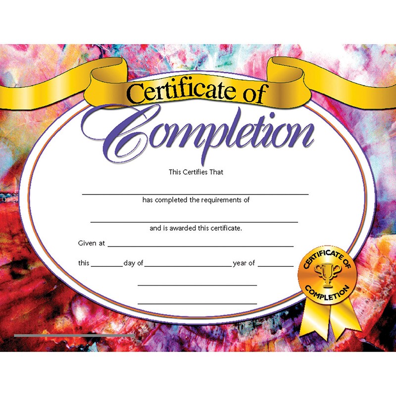 Certificate of Completion, 8.5" x 11", Pack of 30