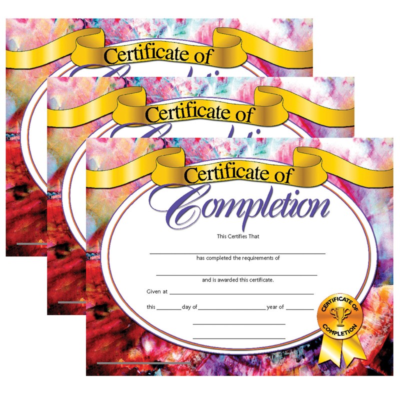 Certificate of Completion, 8.5" x 11", 30 Per Pack, 3 Packs