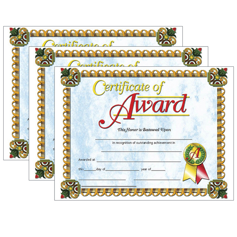 Certificate of Award, 8.5" x 11", 30 Per Pack, 3 Packs
