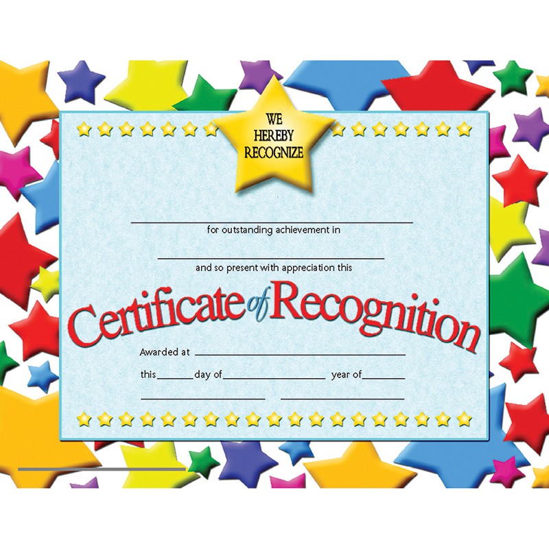 Certificate of Recognition, 8.5" x 11", Pack of 30
