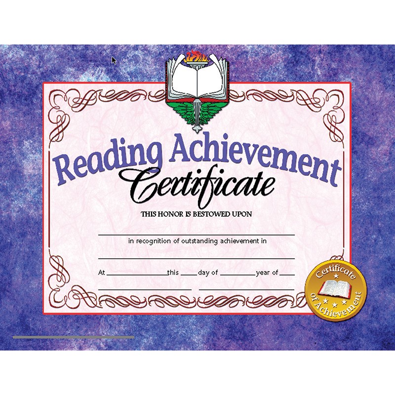 Reading Achievement Certificate, 8.5" x 11", Pack of 30