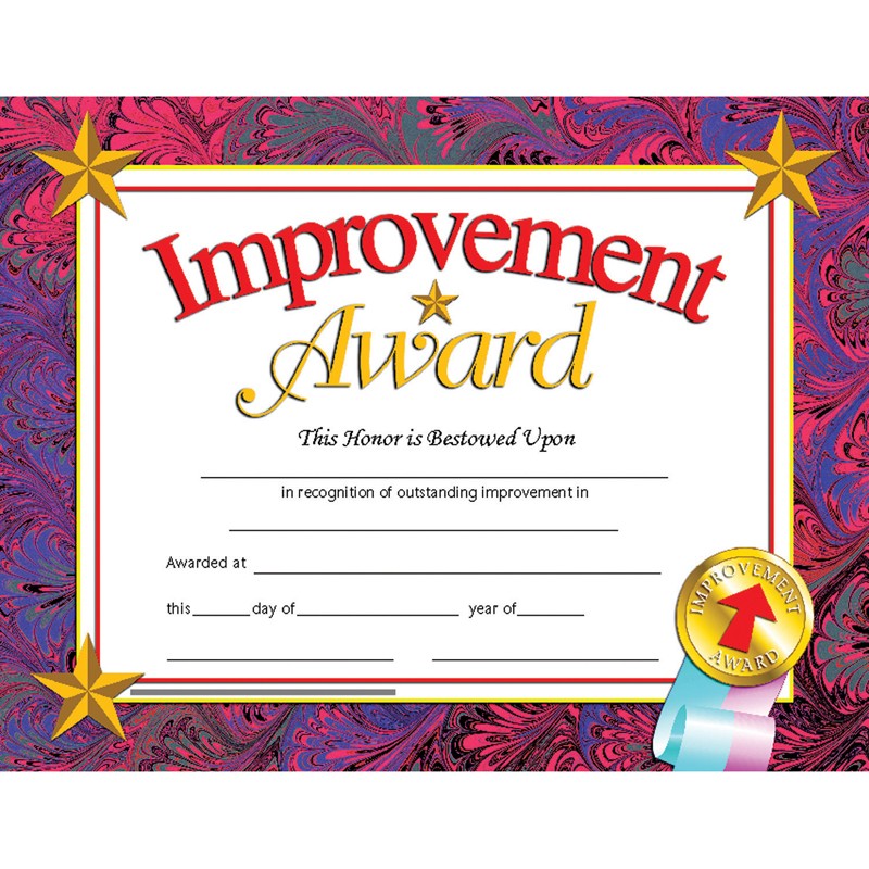 Improvement Award Certificate, 30 Per Pack, 3 Packs