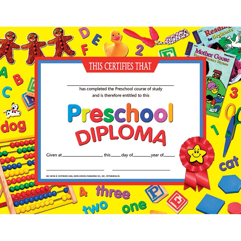 Preschool Diploma, 8.5" x 11", Pack of 30