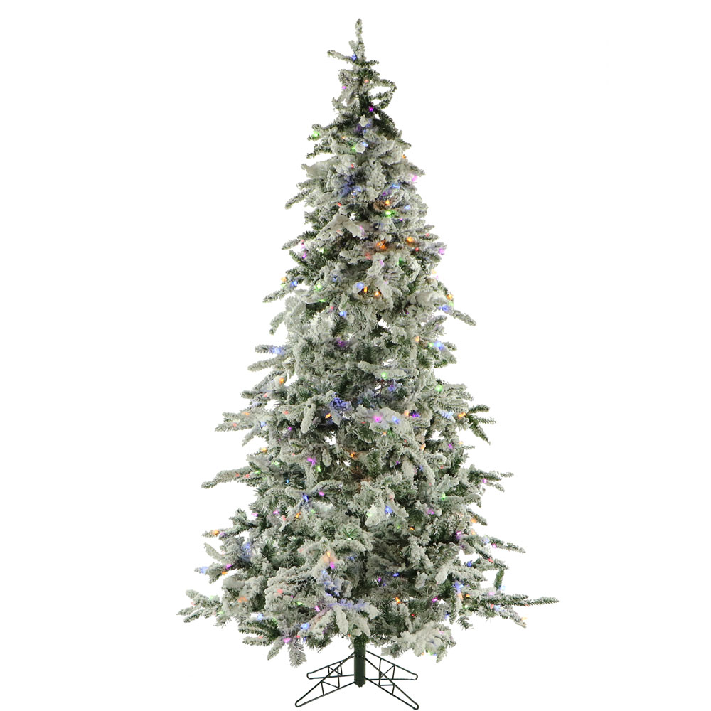 Fraser Hill Farm 7.5' Mountain Pine Snow Tree, 8F DualLED,EZ Cnct,Remote