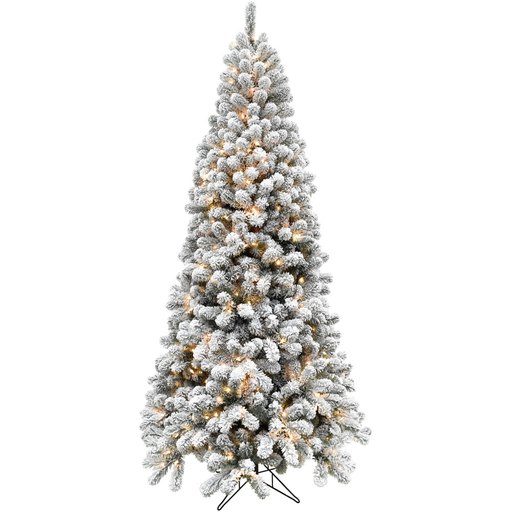 Fraser Hill Farm 7.5' Alaskan Flocked Christmas Tree - Clr Smt Light, EZ