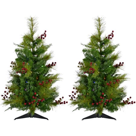 Fraser Hill Farm 4.0' Newberry Pine Tree - Mlti LED Lght (SET 2), Plug