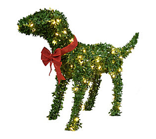 Fraser Hill Farm 28" Boxwood Pup Statue, LED Lights, KD