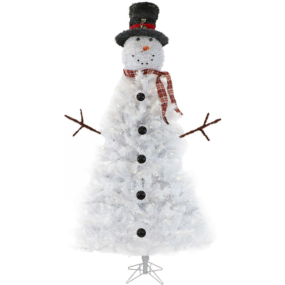 7' White Snowman Tree, LED Light