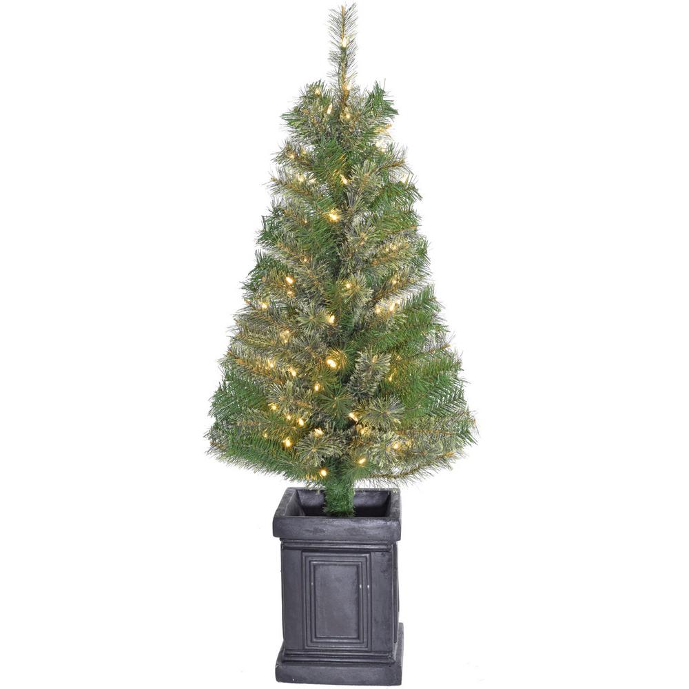 FHF 4.0' Porch Tree in Black Square Pot, WW LED