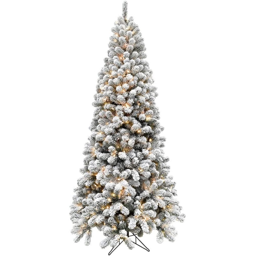 FHF 10' Alaskan Flocked Christmas Tree - Clear Smart Lights, EZ Connect