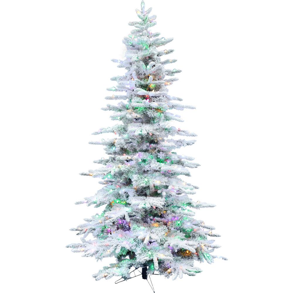 FHF 12.0' Pine Valley Snow Flocked Tree, Dual LED Lights,EZ Cnnt,Remote